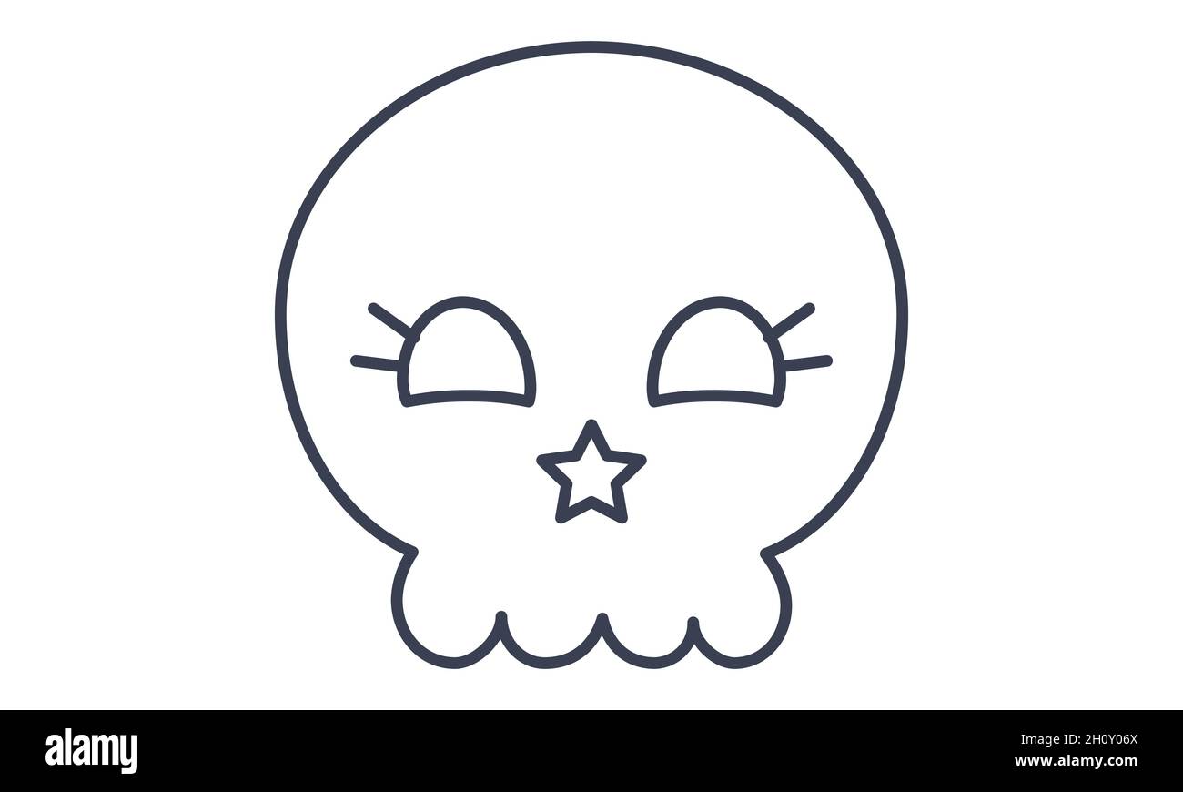 Halloween Happy Skull Icon im Cartoon und flachen Stil für festliches Design Stock Vektor