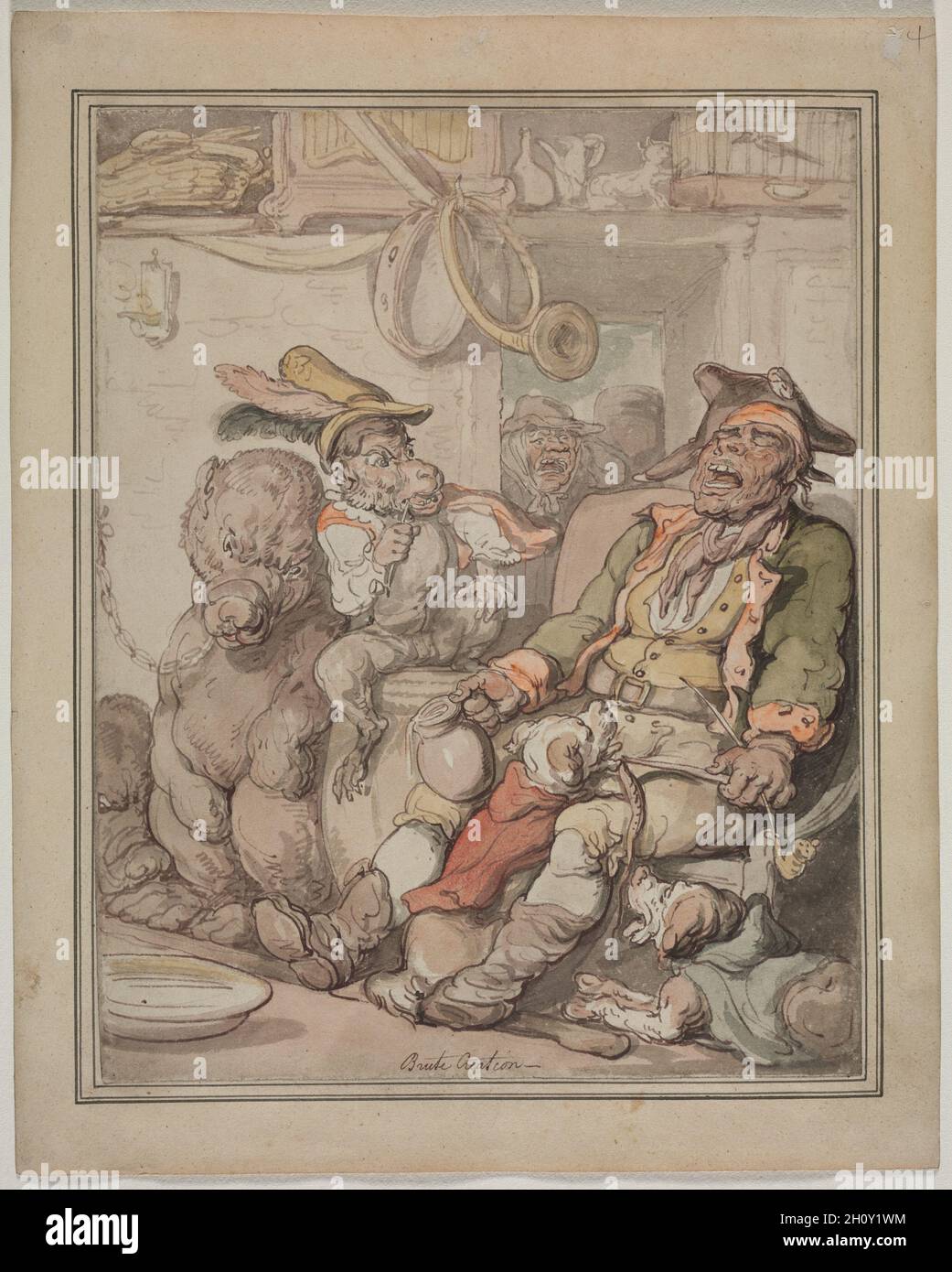 Vergleichende Anatomie studieren, C. 1810-1820. Thomas Rowlandson (British, 1756-1827). Aquarell und brauner Tinte mit Graphit auf Webte Papier; Blatt: 27,8 x 21,9 cm (10 15/16 x 8 5/8 in.); sekundäre Support: 33,4 x 26,7 cm (13 1/8 x 10 1/2 in.). Stockfoto