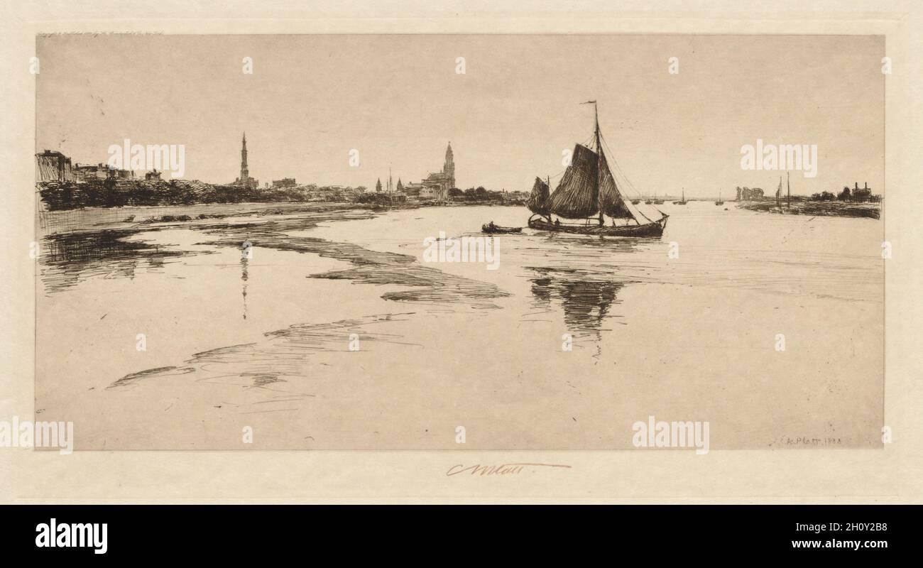 Arnheim am Rhein, 1888. Charles Adams Platt (Amerikaner, 1861-1933). Ätzen; Stockfoto