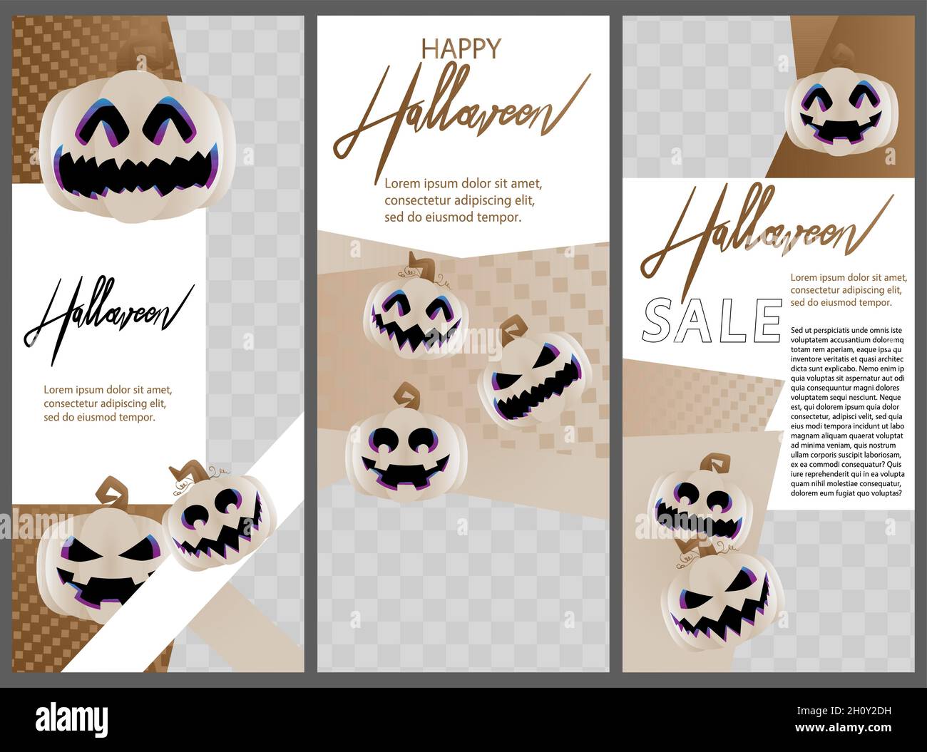 Modernes Halloween-Design für Präsentationen Vorlagen mit Platz für Foto-Hintergrund. Jahresbericht, Broschüre, Buch, Poster, Flyer, Broschüre, Deckblatt Stock Vektor