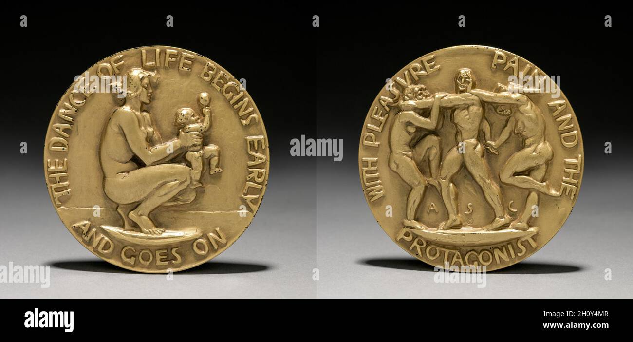 Medaille, 1900. Alexander Stirling Calder (Amerikaner, 1870-1945). Bronze; Durchmesser: 7.4 cm (2 15/16 in.). Stockfoto