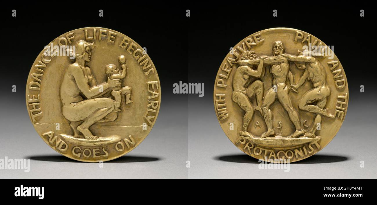Medaille, 1900. Alexander Stirling Calder (Amerikaner, 1870-1945). Bronze; Durchmesser: 7.4 cm (2 15/16 in.). Stockfoto