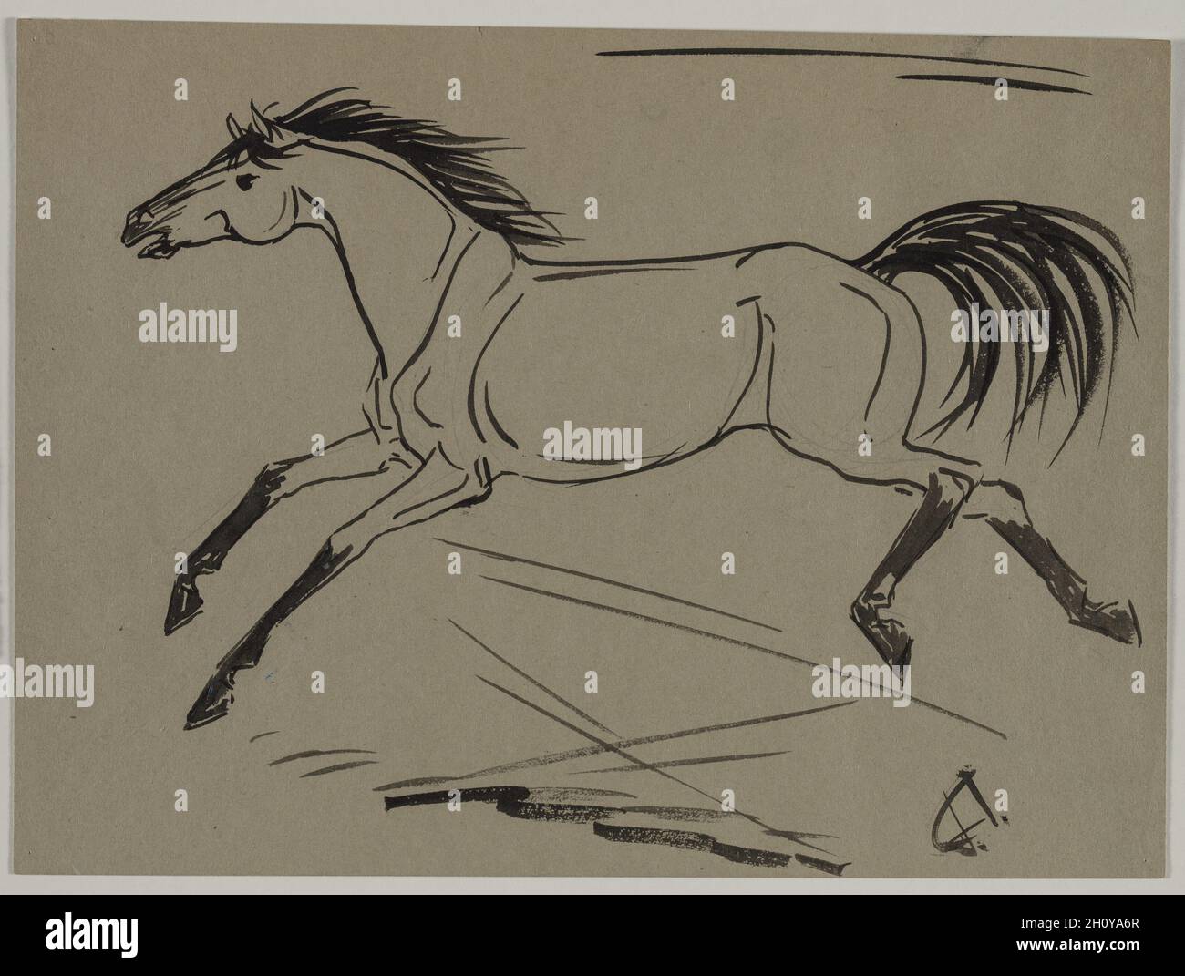 Laufpferd, c. 1900–44. Jane Travis (Amerikanerin). Pinsel und schwarze Tinte; Bild: 21.9 x 27 cm (8 5/8 x 10 5/8 Zoll). Stockfoto
