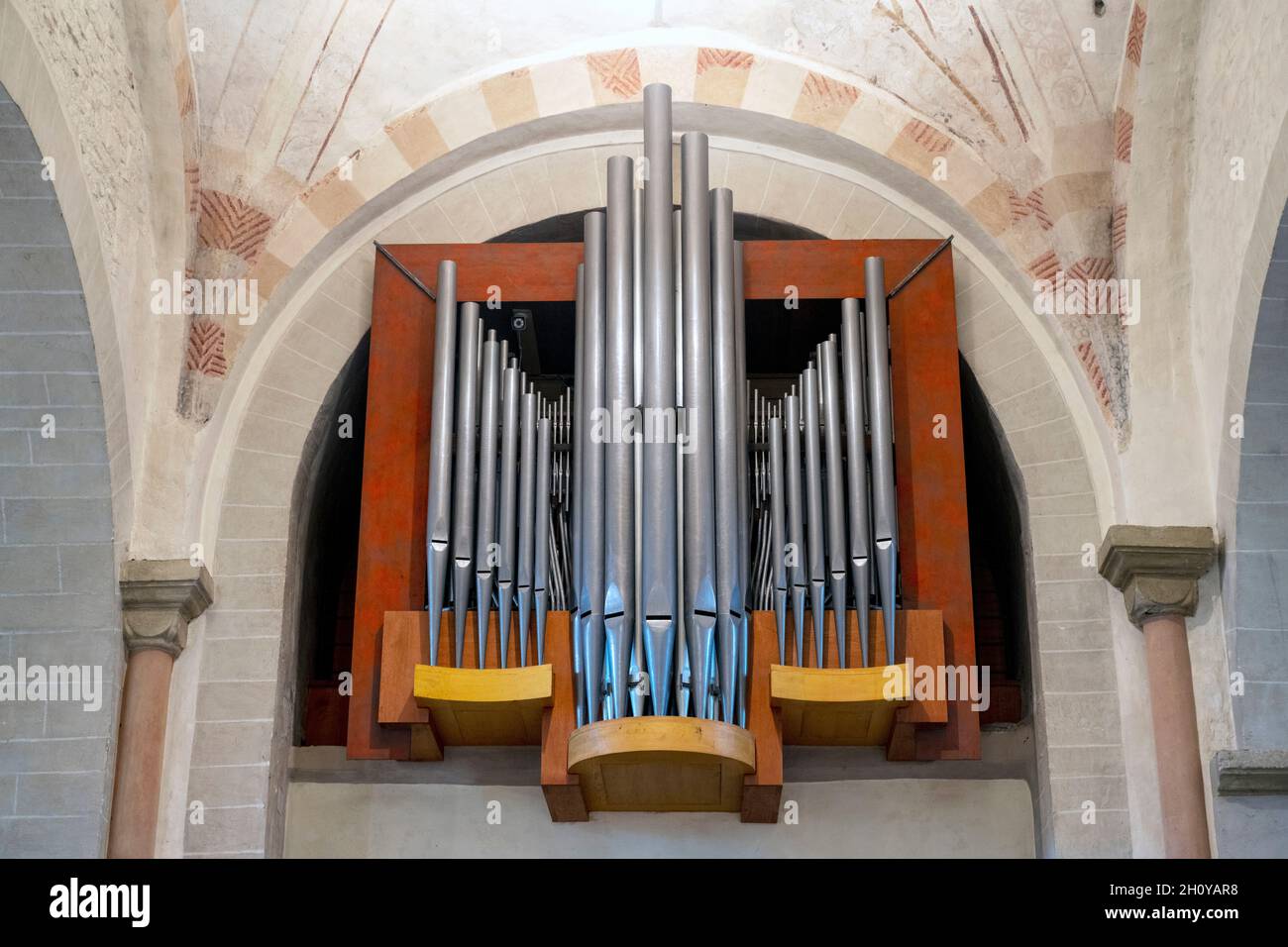 Deutschland, Nordrhein-Westfalen, Bochum-Stiepel, Kirschner-Orgel von 2004 in der Stiepeler Dorfkirche Stockfoto