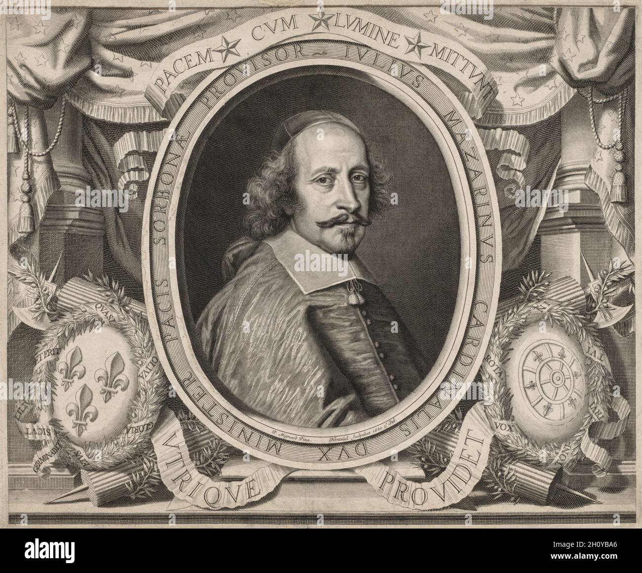 Kardinal Mazarin, 1660. Robert Nanteuil (Französisch, 1623-1678). Gravur; Stockfoto