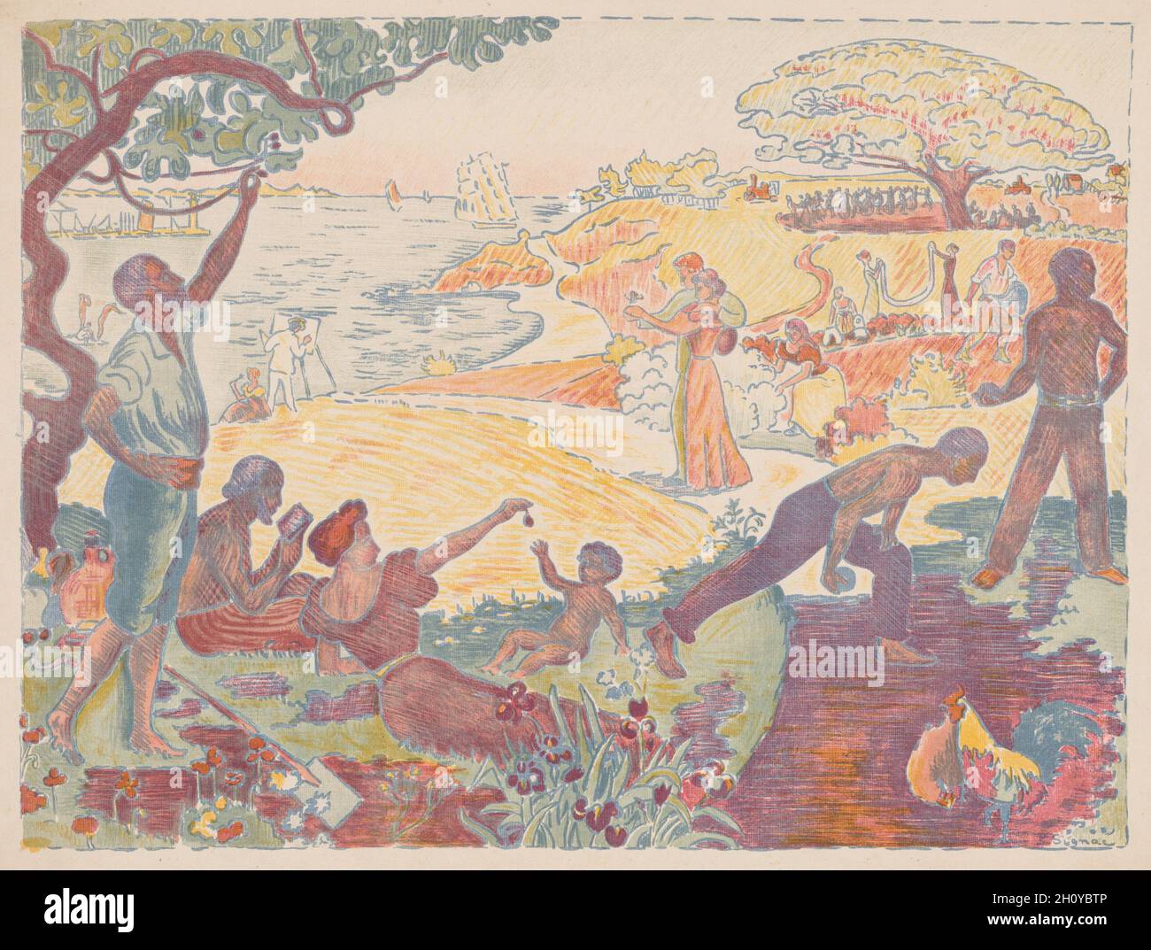 Harmonische Zeiten, 1895-1896. Paul Signac (Französisch, 1863-1935). Farblithographie; Blatt: 50 x 37.6 cm (19 11/16 x 14 13/16 Zoll). Stockfoto