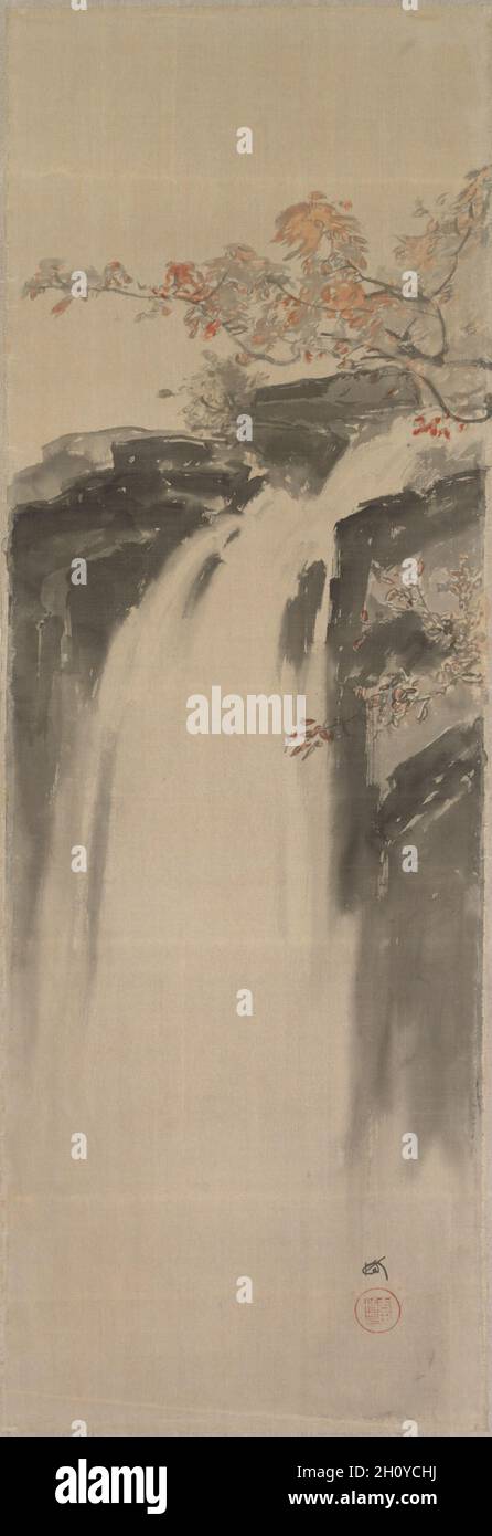 Wasserfall, 1924. Yoshida Hiroshi (Japanisch, 1876-1950). Nicht montierte hängende Schriftrolle; Tinte und Farbe auf Seide; insgesamt 124.5 x 43.2 cm (49 x 17 Zoll). Stockfoto