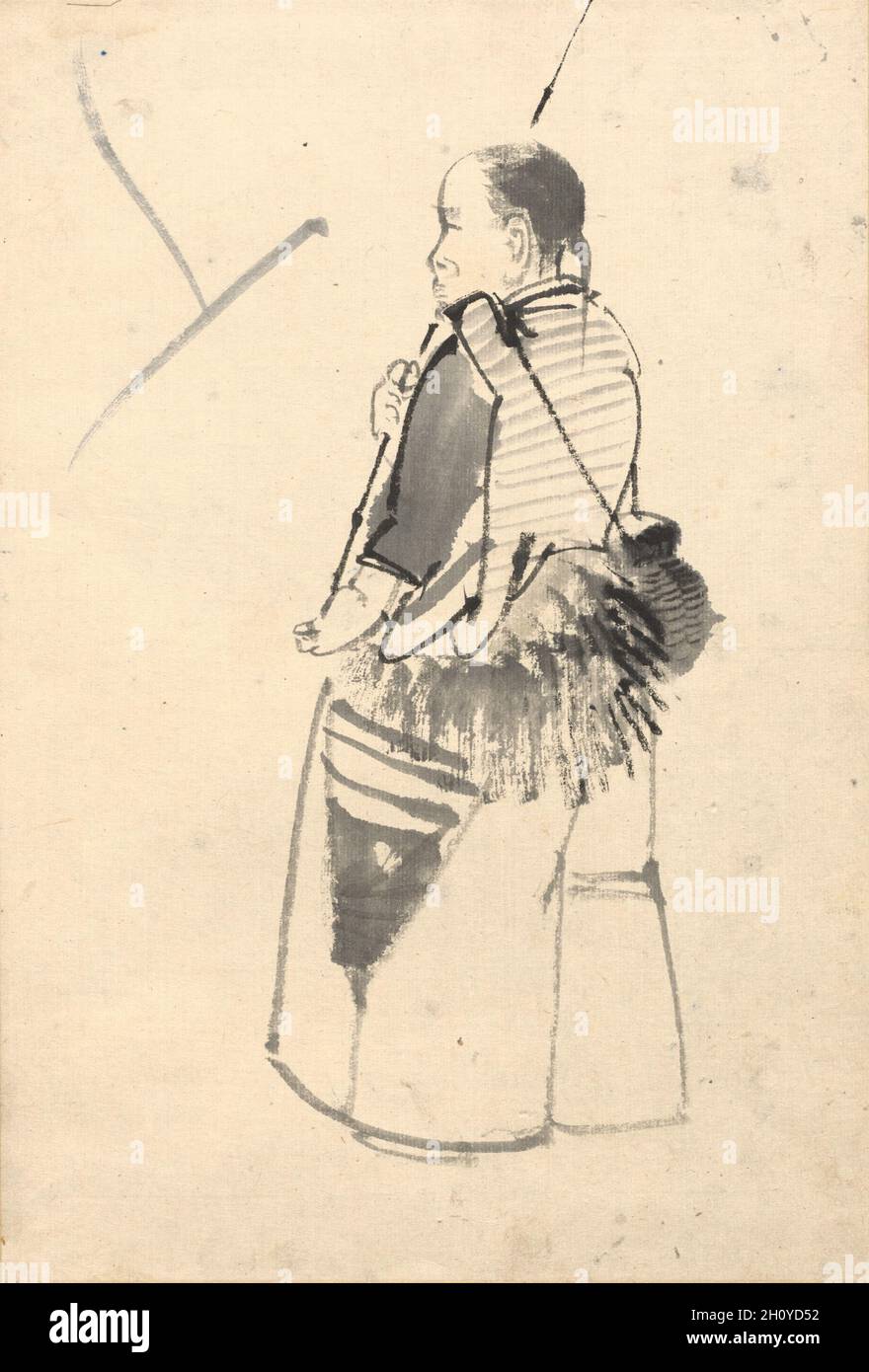 Tänzerin in einem Fischerkostüm, c. 1880-95. Kono Bairei zugeschrieben (japanisch, 1844-1895). Tinte auf Papier; insgesamt 38.7 x 26.7 cm (15 1/4 x 10 1/2 Zoll). Stockfoto