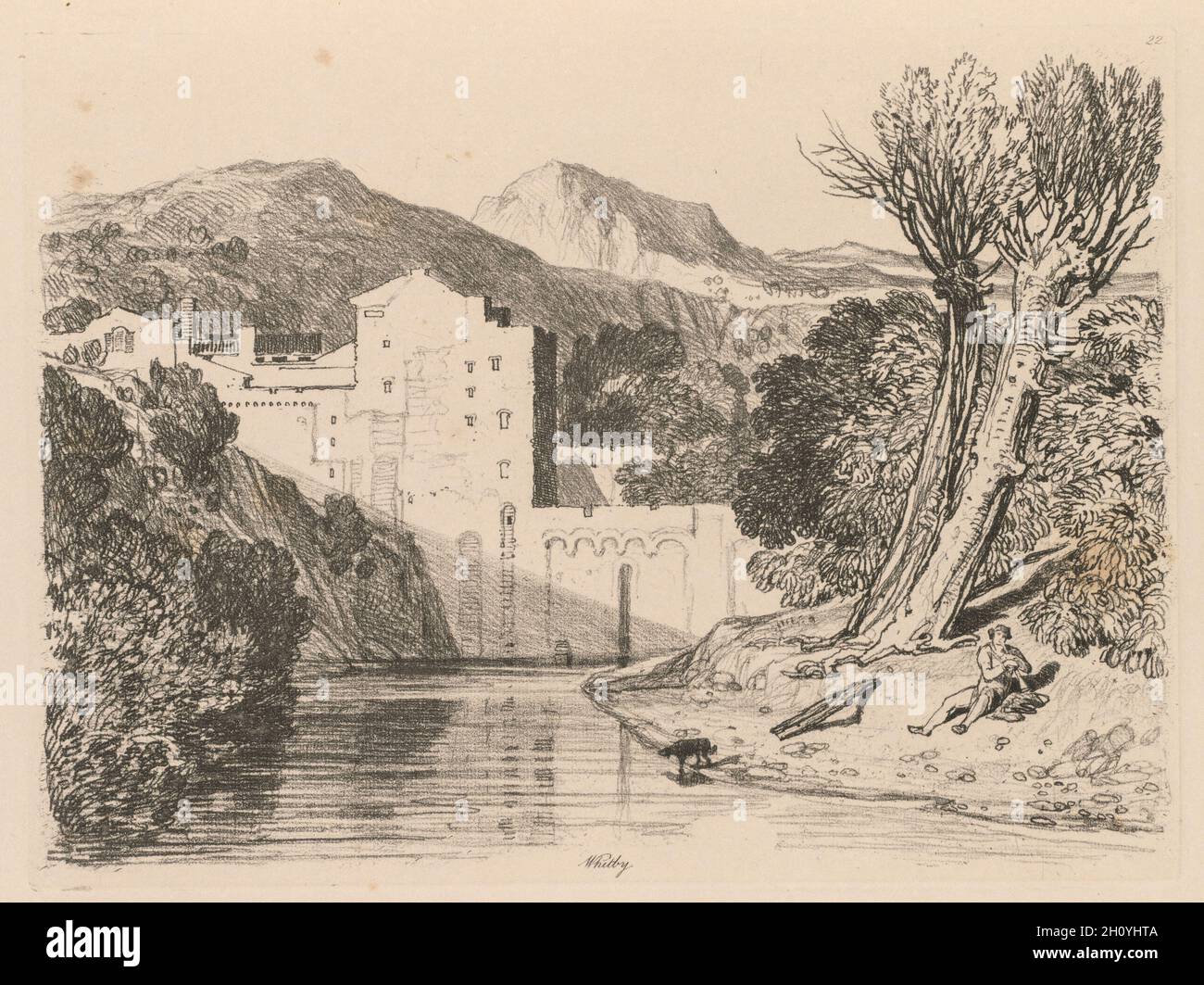 Liber Studiorum: Platte 22, Whitby, 1838. John Sell Cotman (British, 1782-1842). Softground ätzen, aus einer gebundenen Band mit 48 Platten; Blatt: 49,6 x 32 cm (19 1/2 x 12 5/8 in.); Plattenrand: 18,7 x 25,2 cm (7 3/8 x 9 15/16 in.). Stockfoto