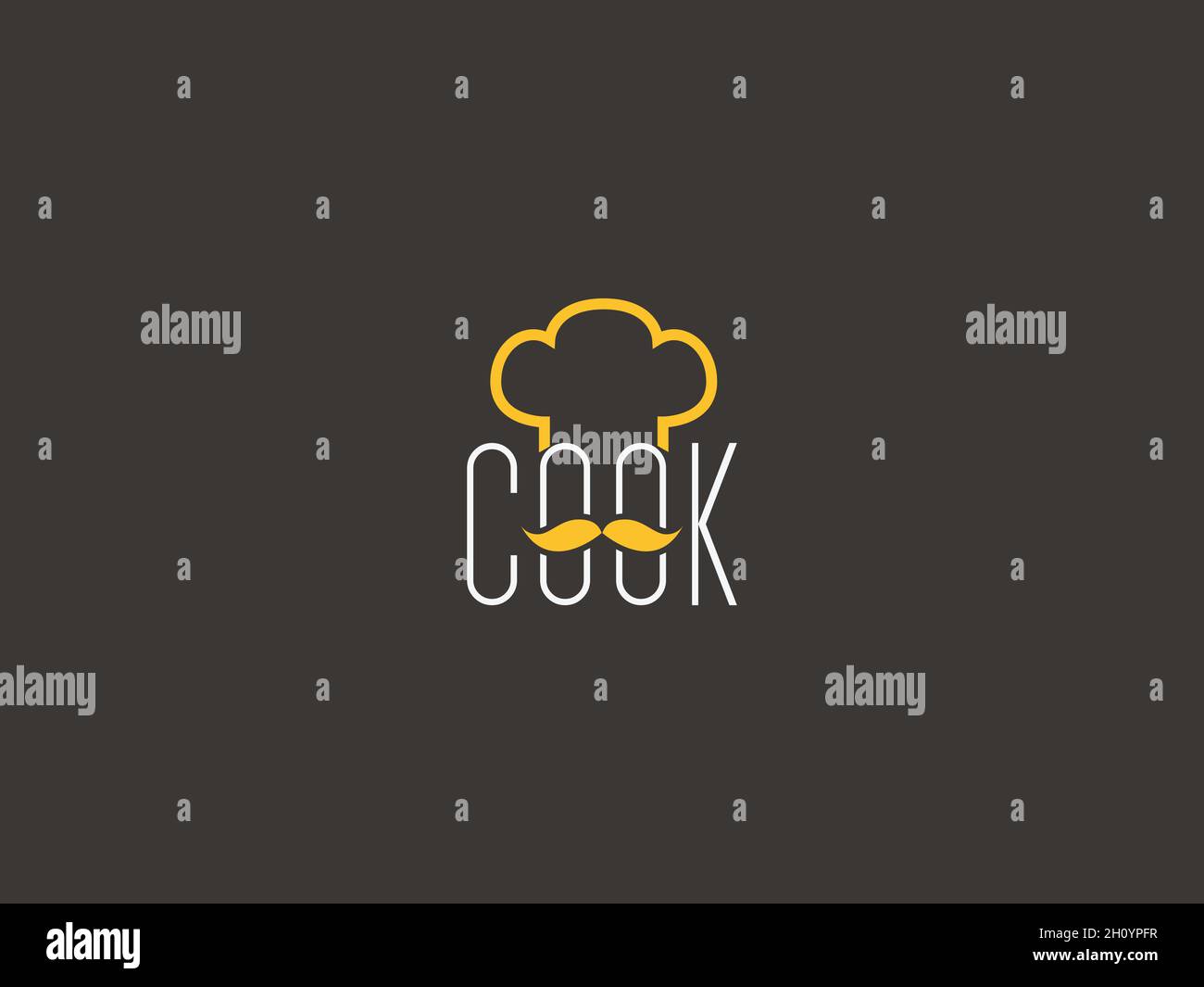 LETTER COOK LOGO MIT SCHNURRBART-SYMBOL ZUR ILLUSTRATION Stock Vektor