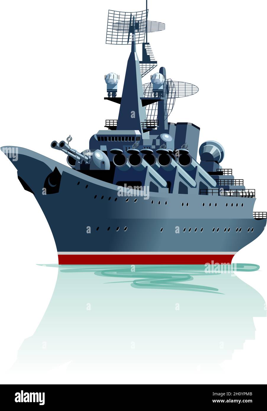 Vektor-Cartoon-Schlachtschiff. Verfügbares EPS-10, das durch Gruppen und Ebenen getrennt ist Stock Vektor