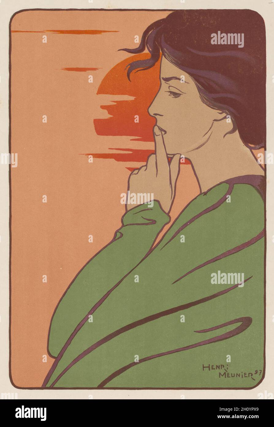 L'Heure du Silence, 1897. Henri Georges J. I. Meunier (Belgier, 1873-1922). Farblithographie; Stockfoto