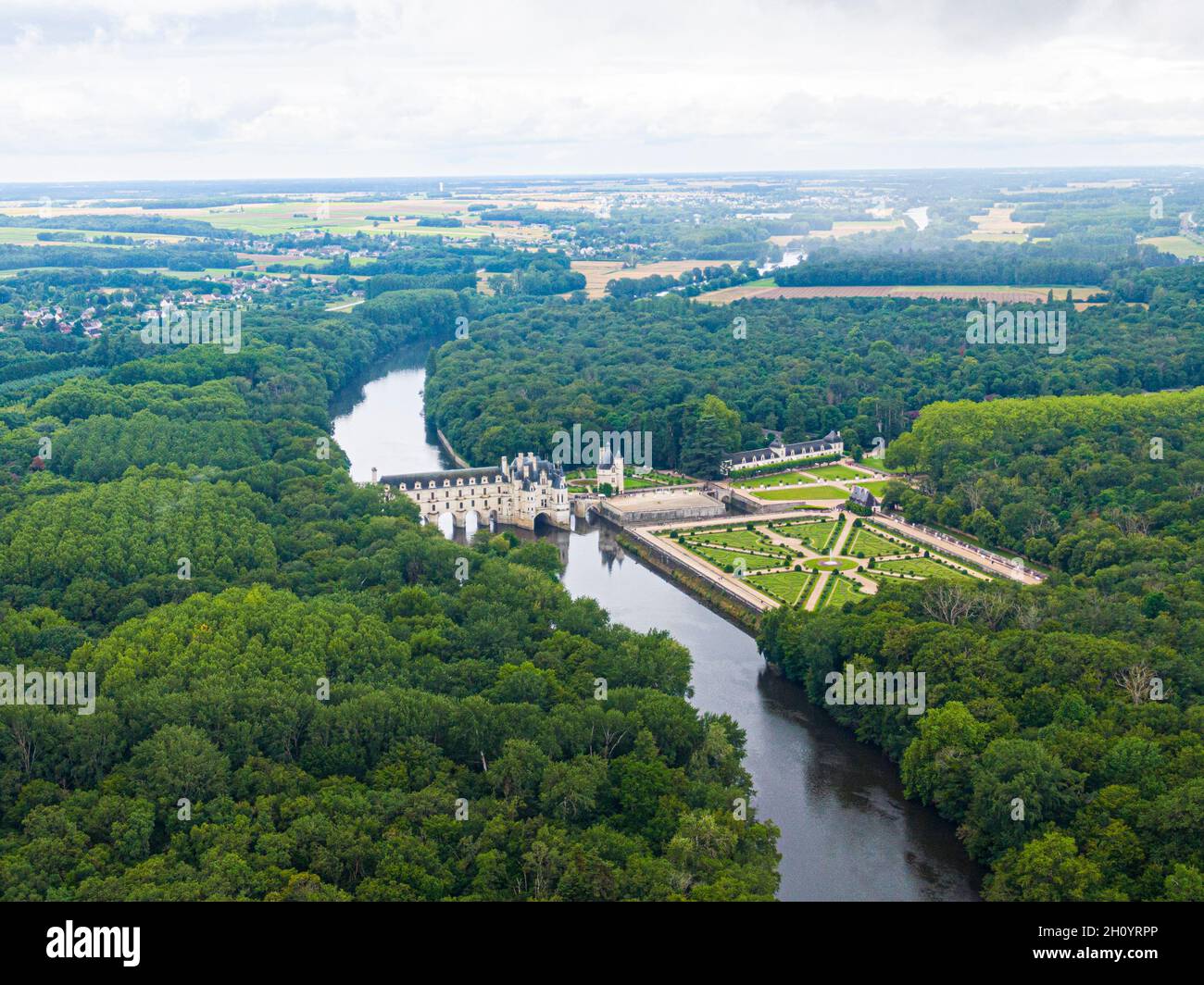 Luftaufnahme von Chenonceau catle, loire et cher, frankreich Stockfoto