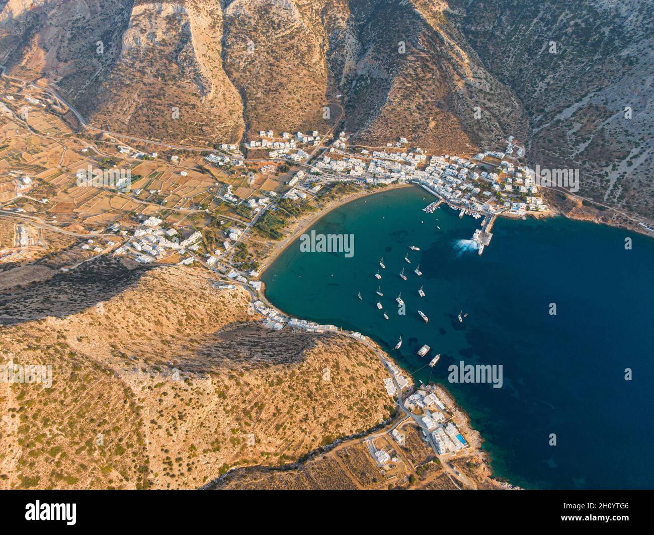 Luftaufnahme von Kamares, griechische Insel sifnos Stockfoto