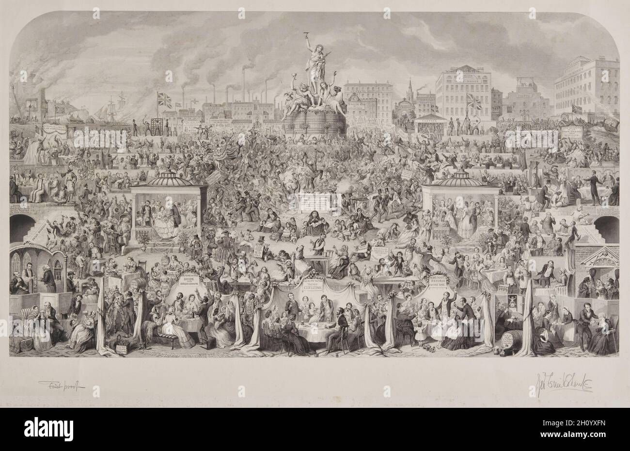 Die Trinkgewohnheiten der Gesellschaft oder Anbetung des Bacchus, 1864. George Cruikshank (British, 1792-1878) und Charles Mottram (British, 1807-1876). Stahlgravur; Stockfoto