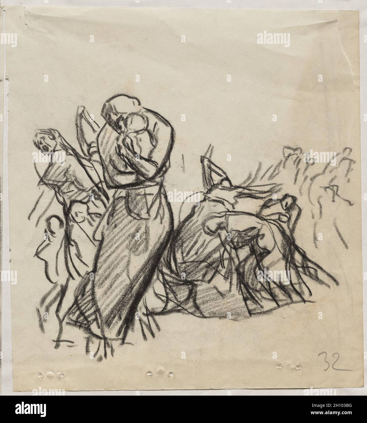 L'Incentive de Louvain, 1914. Auguste Louis Lepère (Französisch, 1849-1918). Stift, Pinsel und schwarze Tinte mit weißen Akzenten; Stockfoto