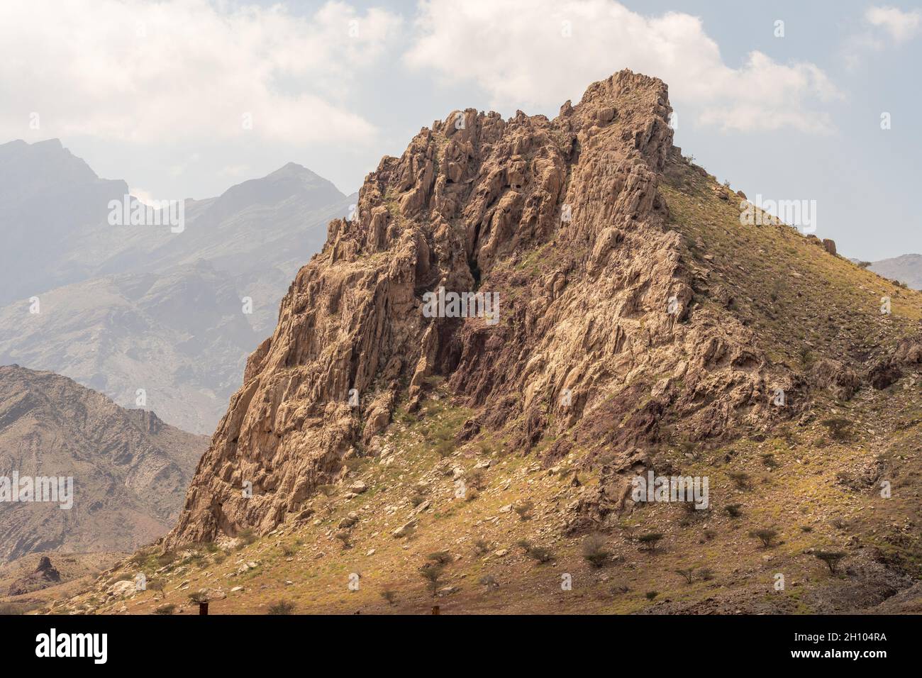 Ein Oman Exotic - ein Berg aus Kalkstein, der einst ein Atoll war Stockfoto