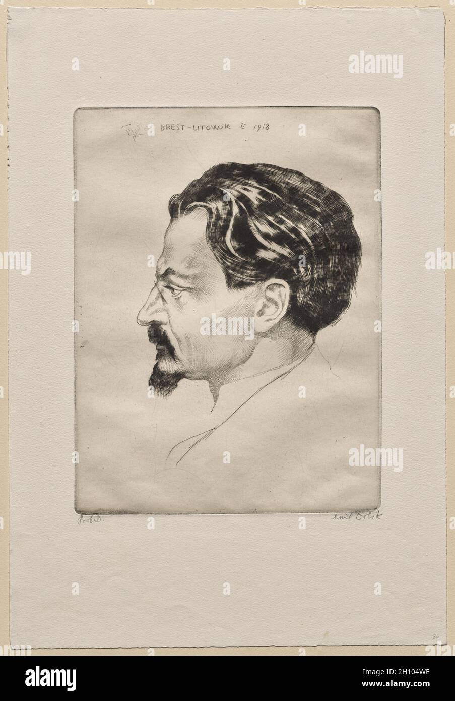 Trotzky, 1918. Emil Orlik (Tschechisch, 1870-1932). Mezzotinta und Trockenpunkt; Stockfoto