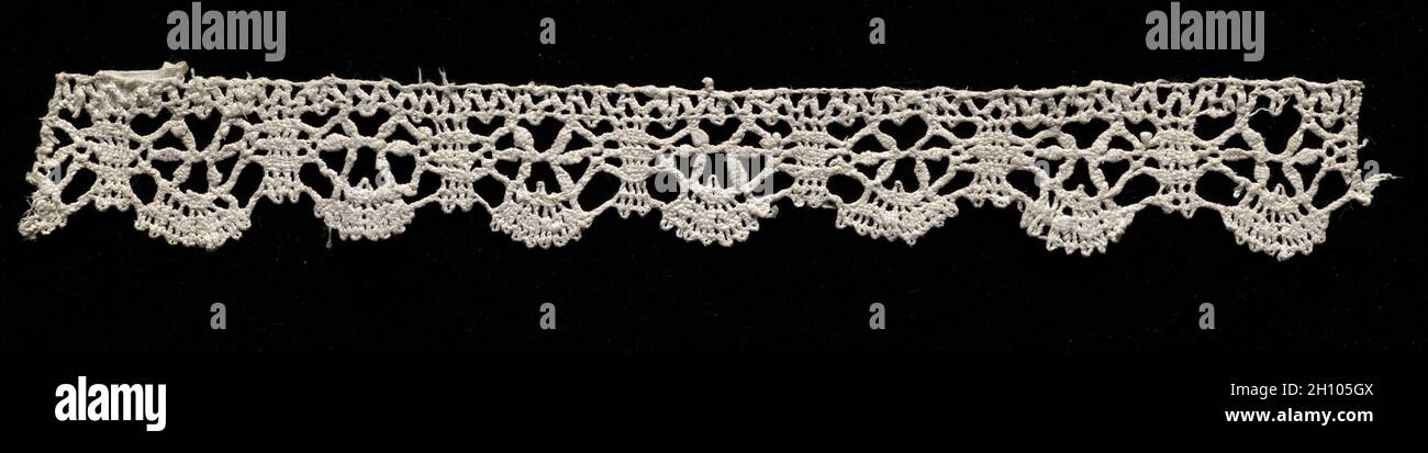 Klöppelspitze (Rosenspitze), 18. Jahrhundert. Italien, Genua, 18. Jahrhundert. Spitze, Spule; Durchschnitt: 3.2 x 26.1 cm (1 1/4 x 10 1/4 Zoll). Stockfoto