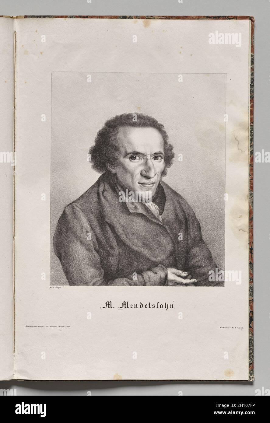 Deutschlands berühmte Autoren: Portrait von Moses Mendelssohn, 1824. Gustav Karl Friedrich Lüderitz (Deutsch, 1803-1884). Lithographie; Stockfoto