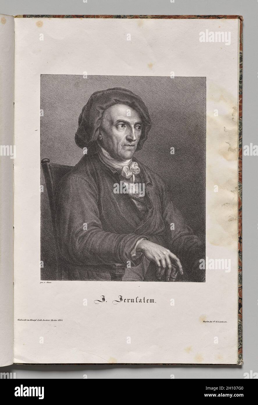Deutschlands berühmte Autoren: Porträt von Johann Friedrich Wilhelm Jerusalem, 1824. Gustav Karl Friedrich Lüderitz (Deutsch, 1803-1884). Lithographie; Stockfoto