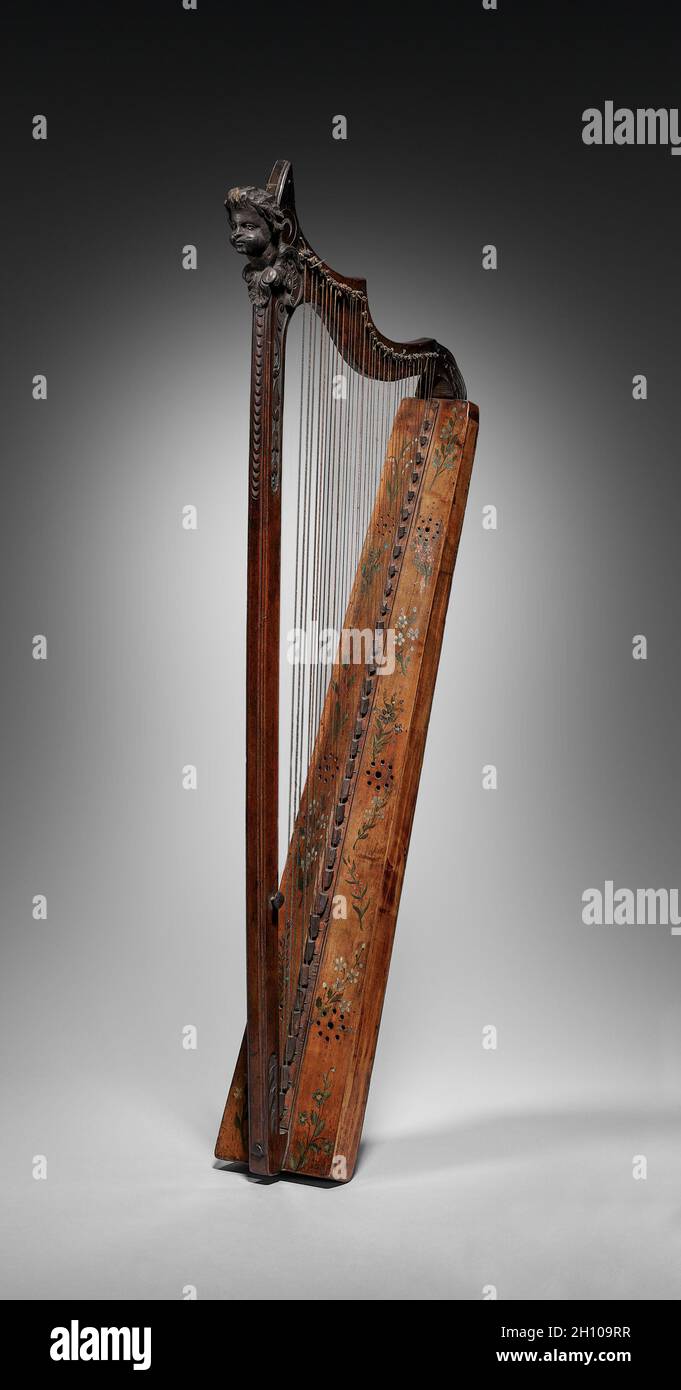 Harfe, 1500. Frankreich, 16. Jahrhundert. Insgesamt: 125.8 x 61.6 cm (49 1/2 x 24 1/4 Zoll). Stockfoto