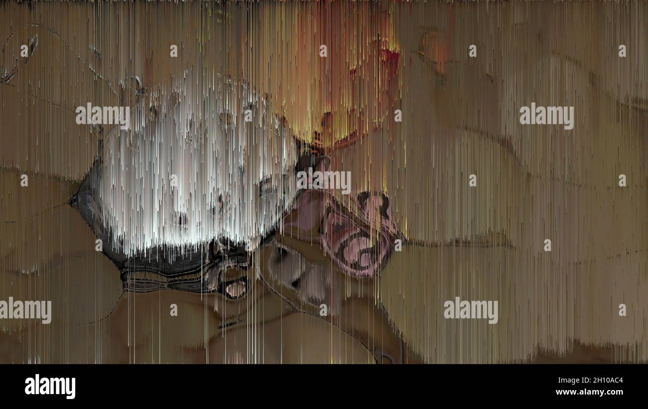 3d-Illustration - Digitale Pixelsortierung auf abstraktem Bildschirm Stockfoto