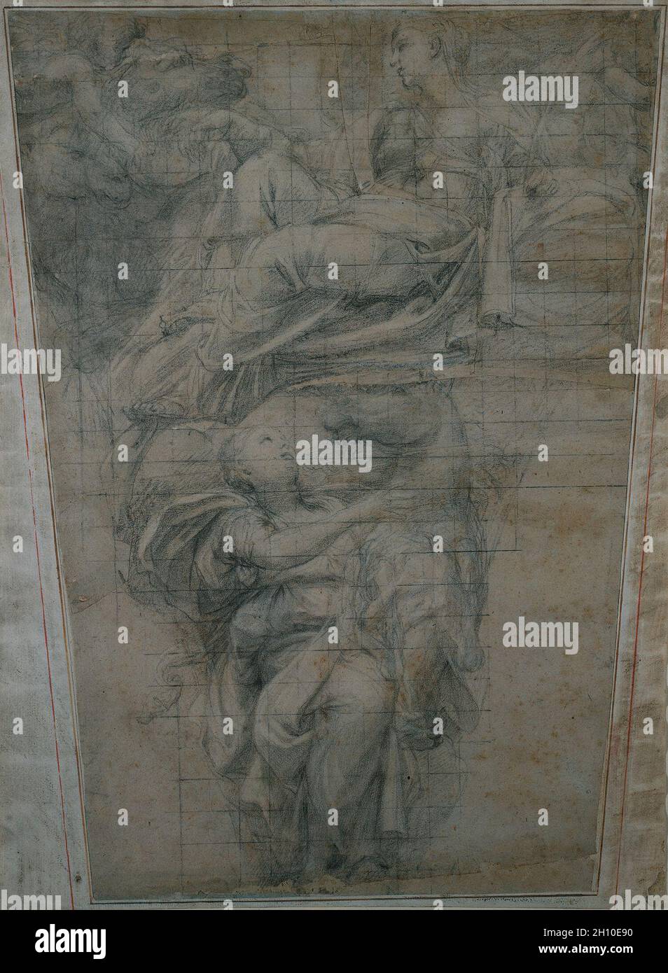 Temperanz, 1628-30. Domenichino (Italienisch, 1581-1641). Schwarze Kreide mit weißer Kreide erhöht, quadratisch mit schwarzer Kreide; Blatt: 59.2 x 43.7 cm (23 5/16 x 17 3/16 Zoll); sekundäre Unterstützung: 61.2 x 45.7 cm (24 1/8 x 18 Zoll); tertiäre Unterstützung: 61.2 x 45.7 cm (24 1/8 x 18 Zoll). Stockfoto