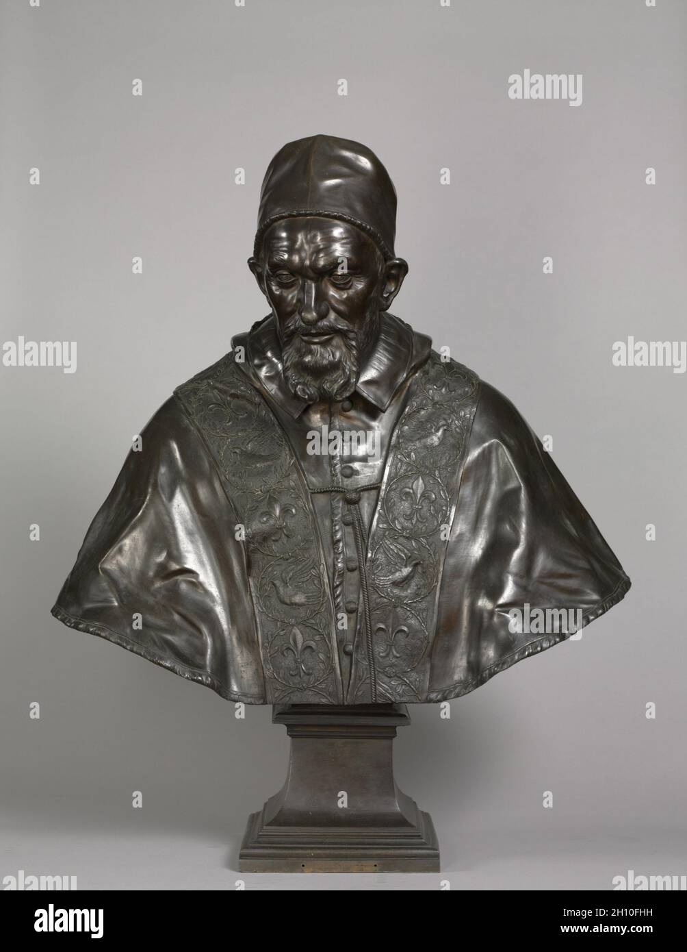 Porträt von Papst Innozenz X Pamphili, entworfen, 1647-1648; Cast 1650-1700. Alessandro Algardi (Italienisch, 1598-1654). Bronze; insgesamt: 97 x 81 x 29 cm (38 1/4 x 31 7/8 x 11 5/6 in.); Basis: 23,5 x 27,1 cm (9 1/4 in. x 10 11/16 in.); ohne Sockel: 78,1 x 81,6 cm (30 3/4 x 32 1/8 in.). Stockfoto