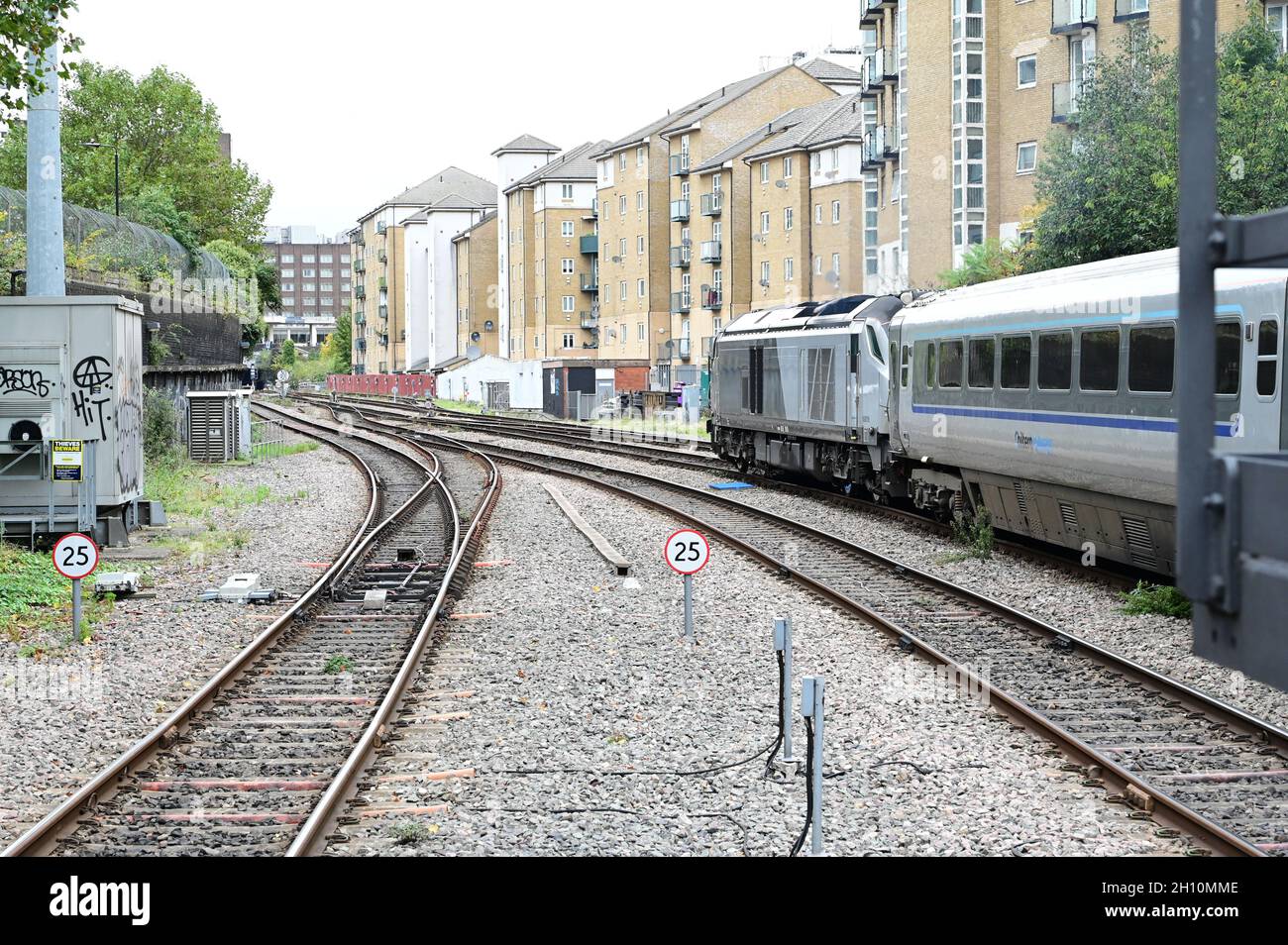 Eine Lokomotive der Baureihe 68 am Marylebone-Bahnhof lin London. Stockfoto