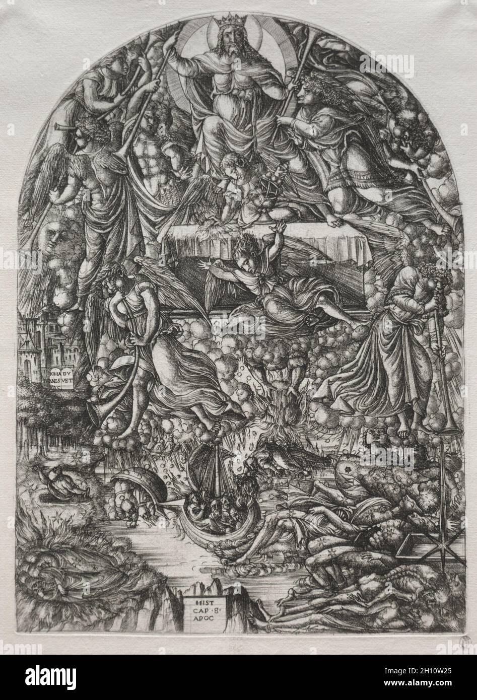 Die Apokalypse: Die Öffnung des Siebten Siegels, 1561. Jean-Bettdecke (Französisch, 1485-1561). Gravur; gerahmt: 52.4 x 39.7 x 2.5 cm (20 5/8 x 15 5/8 x 1 Zoll); ungerahmt: 32.5 x 24.3 cm (12 13/16 x 9 9/16 Zoll); Platte: 30.2 x 21.9 cm (11 7/8 x 8 5/8 Zoll). Stockfoto