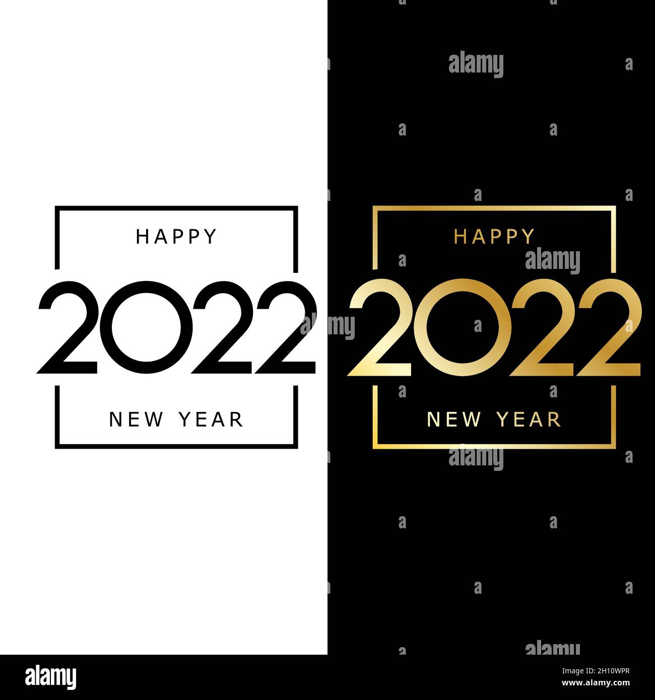 2022. Stilisierte Neujahrsgrüße und Weihnachtsgrüße für Kalender, Grußkarte, Banner. Vektorvorlage. Stock Vektor