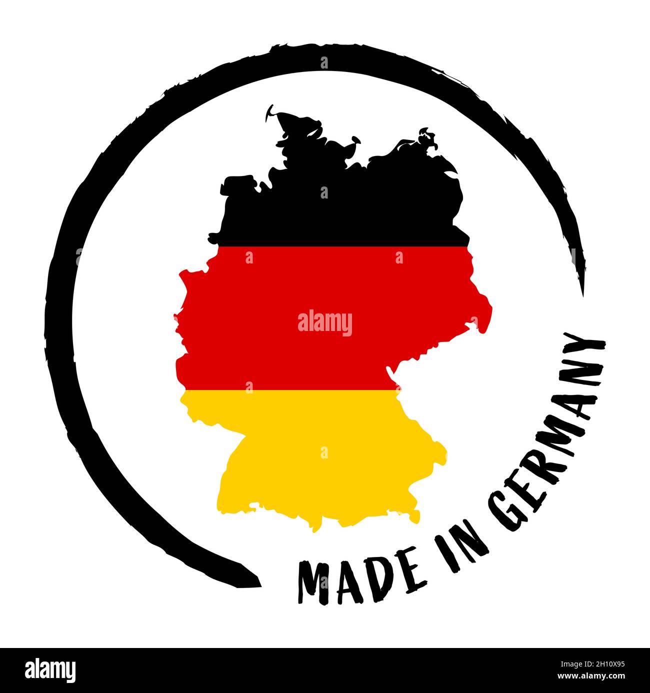 eps-Vektordatei mit Business-Stempel, runder Patch 'Made in Germany' mit Silhouette von deutschland und nationalen Farben Stock Vektor