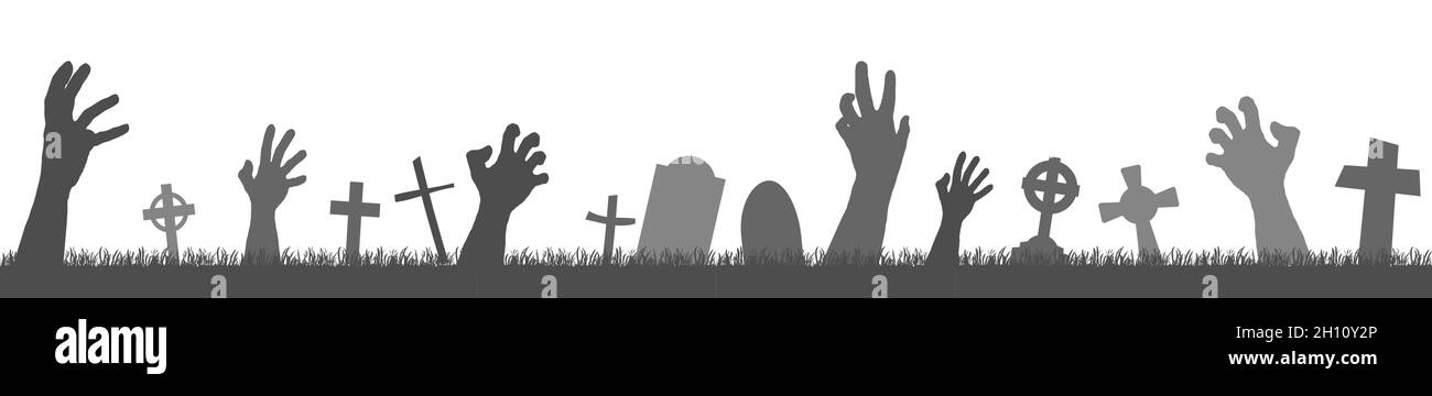 EPS 10 Vektordatei nahtlose Silhouette mit gruseligen Zombie Hände und Grabsteine für Halloween Hintergrund Layouts Stock Vektor