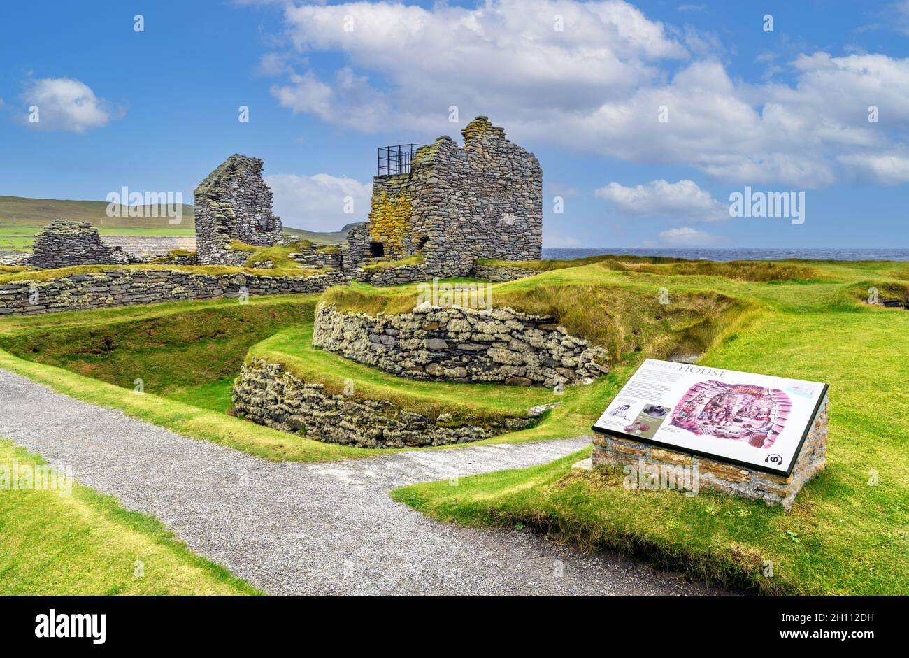 Die prähistorische archäologische Stätte von Jarlshof, Sumburgh, Festland, Shetland, Schottland, VEREINIGTES KÖNIGREICH Stockfoto