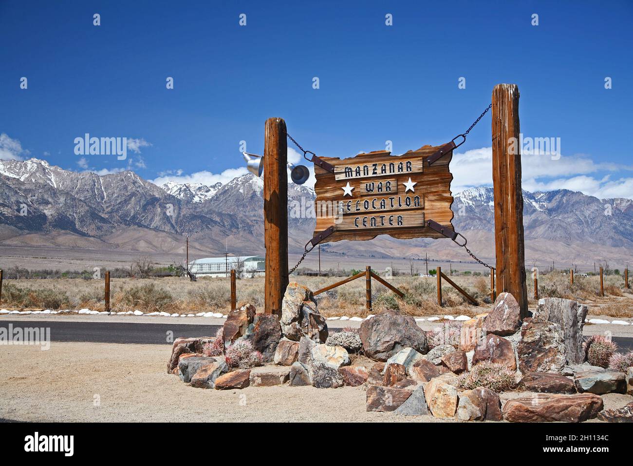 Manzanar war Relocation Center historische Stätte entlang des California Highway 395 Stockfoto