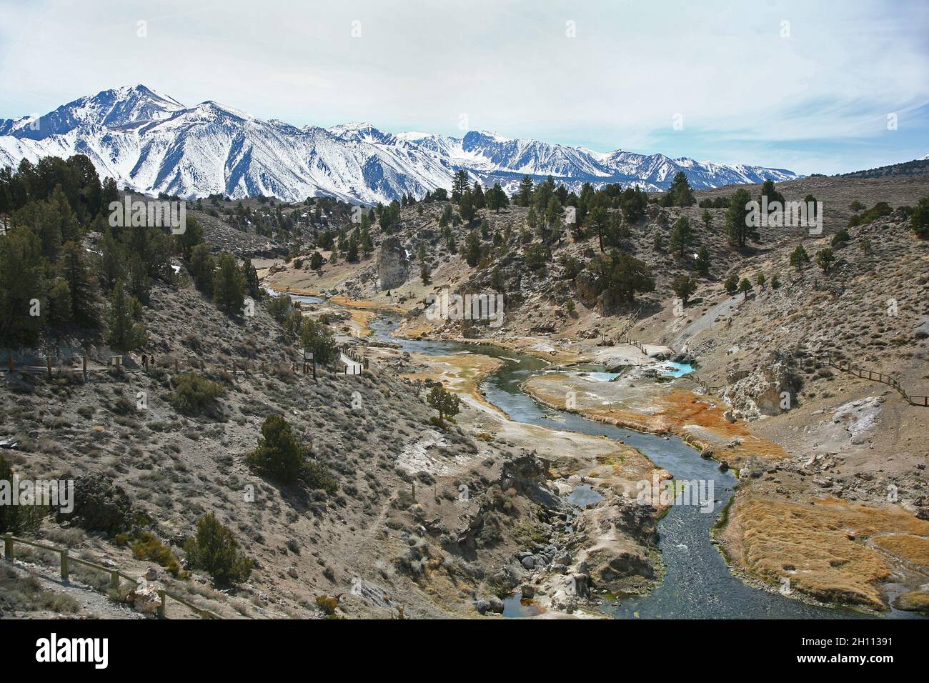 Hot Creek Geologische Stätte in der Nähe von Mammoth Lakes, Kalifornien Stockfoto