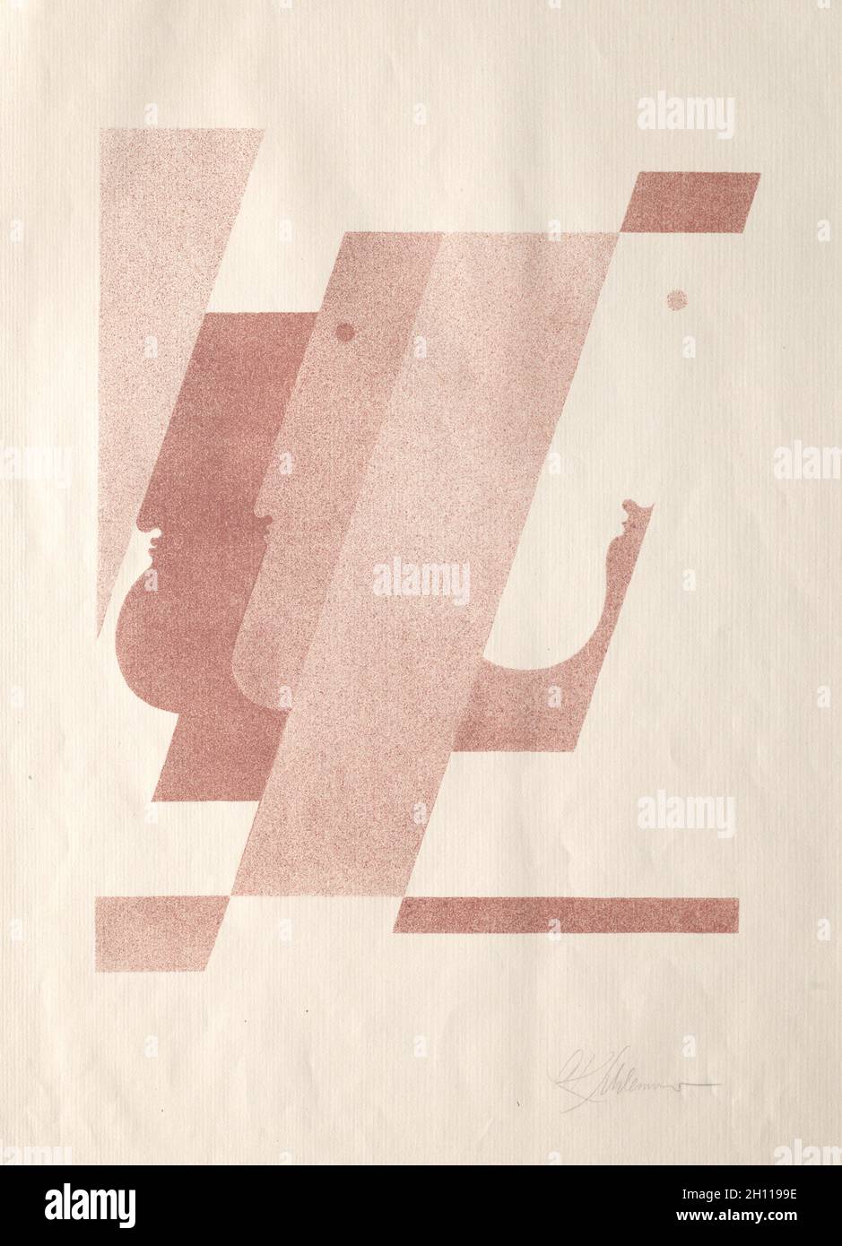 Mit Köpfen spielen: Mit Köpfen spielen, 1923. Oskar Schlemmer (Deutsch, 1888-1943), Utopia-Verlag, Weimar, November 1923. Farblithographie gedruckt in sienna; Blatt: 41.9 x 29 cm (16 1/2 x 11 7/16 Zoll); Bild: 26 x 19.8 cm (10 1/4 x 7 13/16 Zoll). Stockfoto