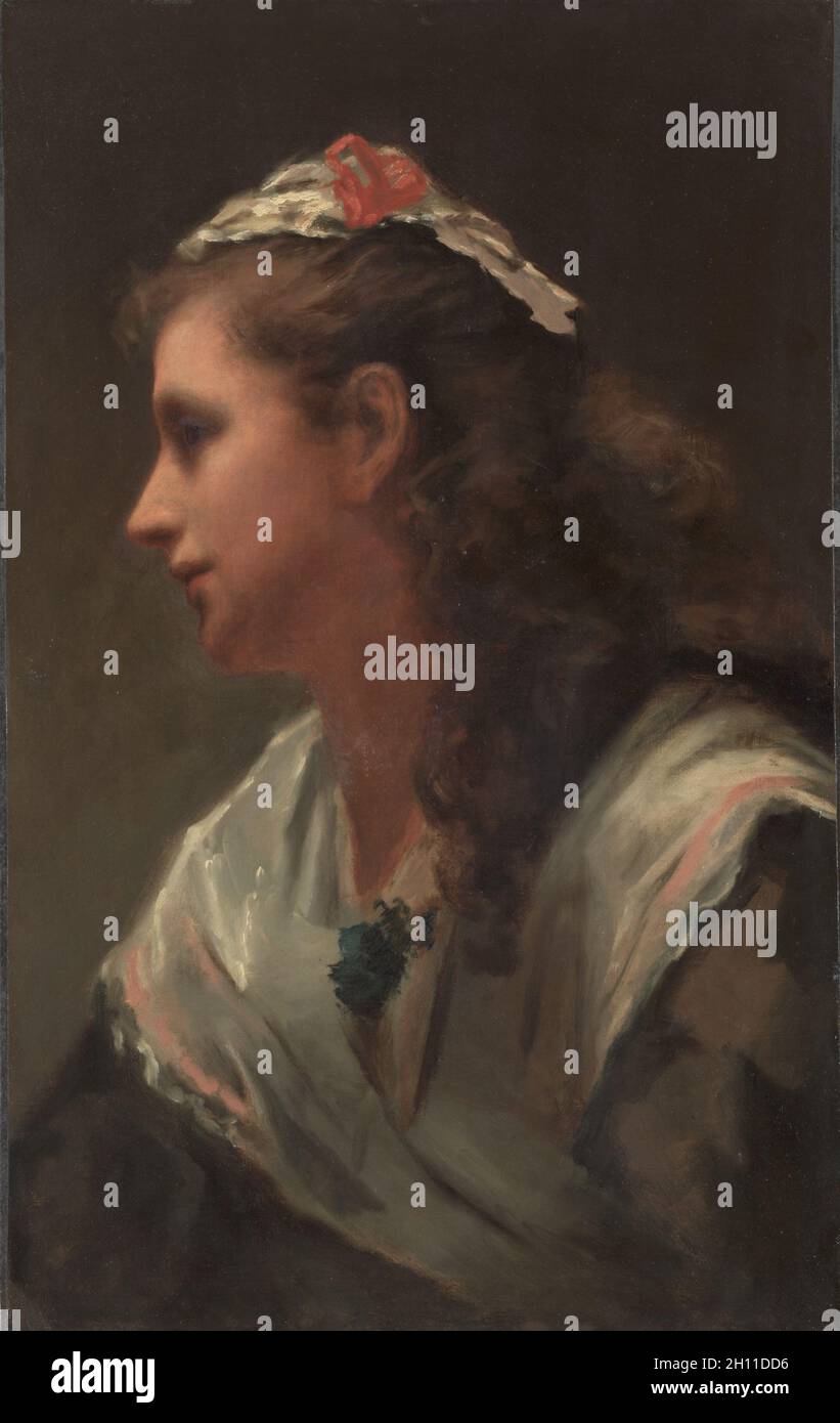 Seine erste Model-Miss Russell, C. 1873. Zu William Morris Hunt (American, 1824-1879) zugeschrieben. Öl auf Leinwand, gerahmt: 77,5 x 54,9 x 6,4 cm (30 1/2 x 21 5/8 x 2 1/2 in.); ohne Rahmen: 61 x 38,4 cm (24 x 15 1/8 in.). Stockfoto