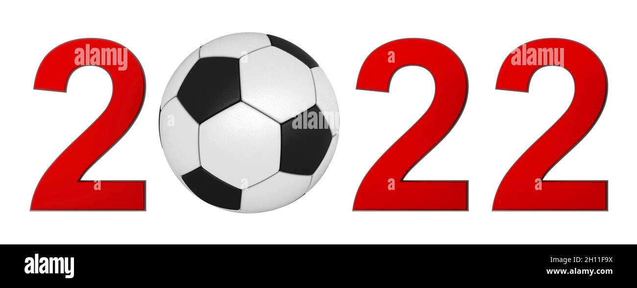 Konzeptionelles 3d-Rendering des neuen Jahres 2022 isoliert über Weiß Stockfoto