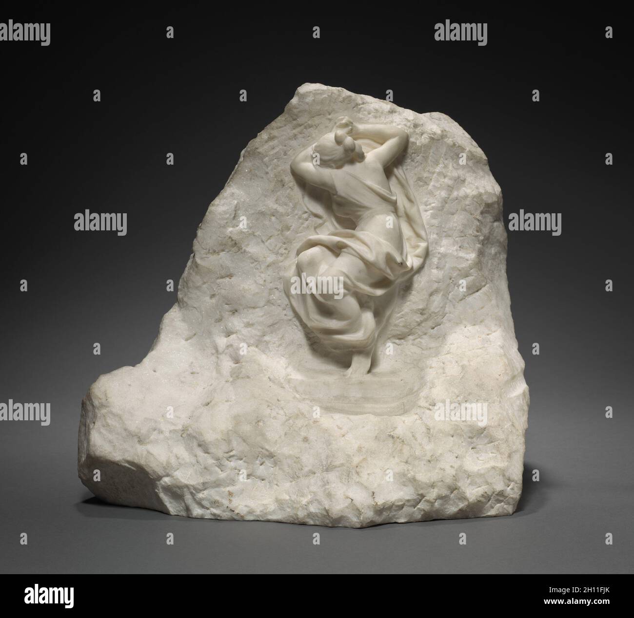 Sitzende Figur, C. 1860 - 1919. Édouard Charles Marie Houssin (Französisch, 1847-1919). Marmor; gesamt: 38,1 x 41,3 x 36,8 cm (15 x 16 1/4 x 14 1/2 in.). Stockfoto