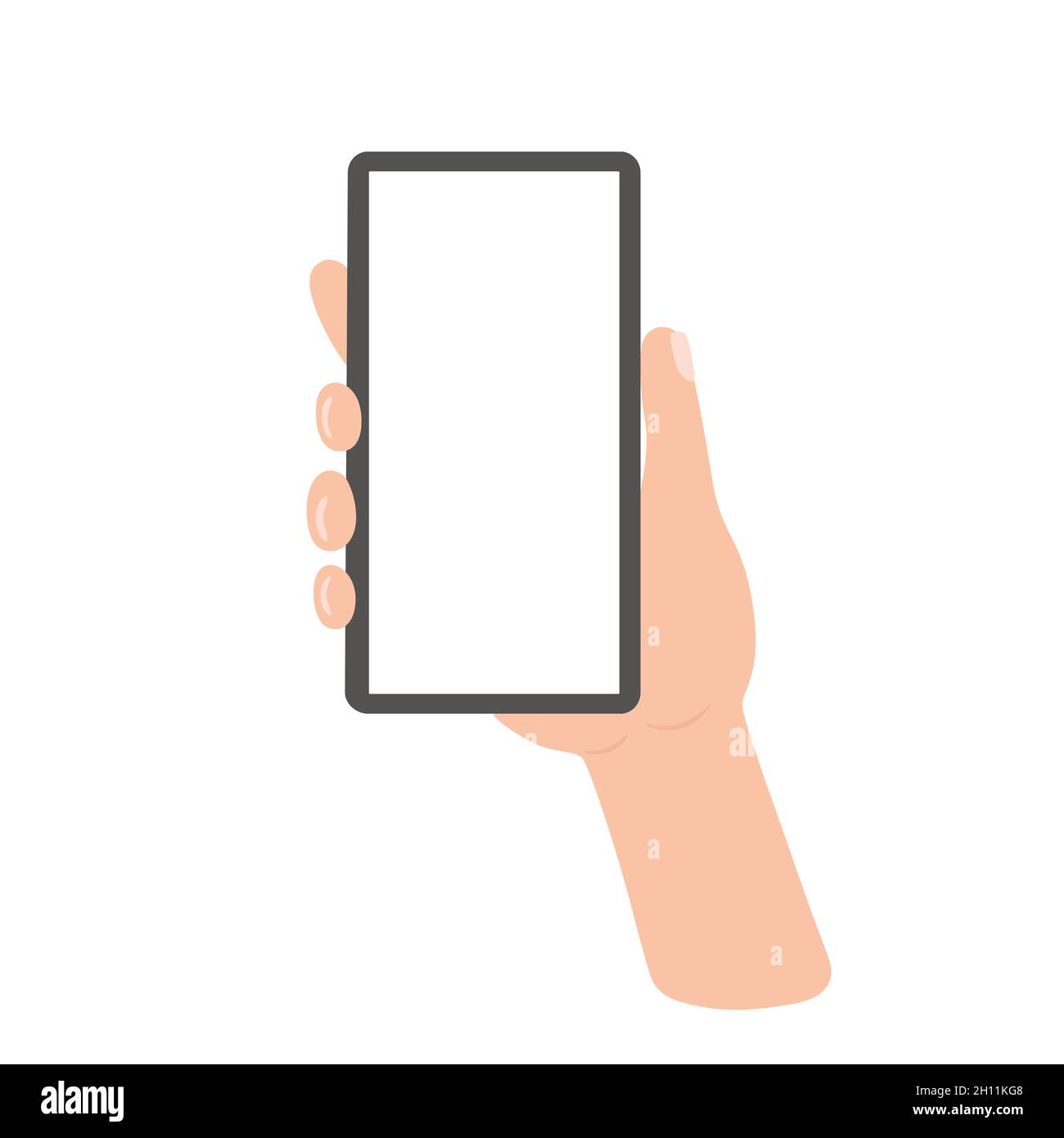 Smartphone mit der Hand halten. Vektordarstellung isoliert. Stock Vektor