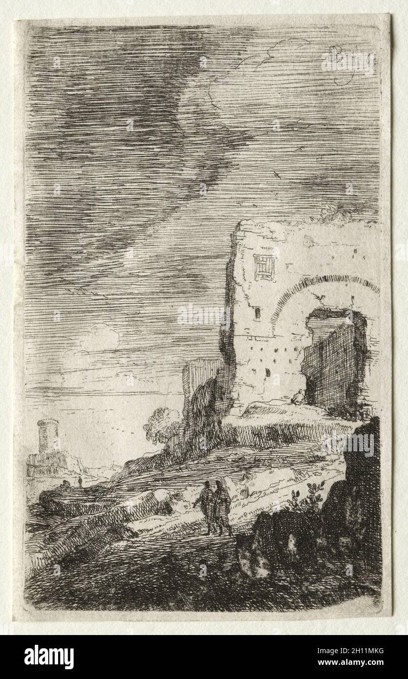 Ruinen von Rom: Die Caracalla-Thermen, 1639. Bartholomeus Breenberg (Niederländisch, 1599-1657). Radierung; Blatt: 10.5 x 6.6 cm (4 1/8 x 2 5/8 Zoll); Plattenmark: 10.2 x 6.3 cm (4 x 2 1/2 Zoll). Stockfoto