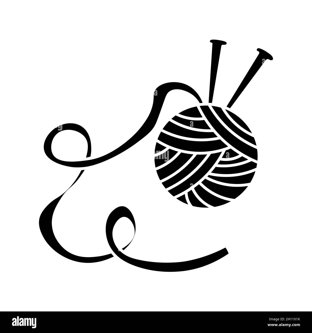 Symbolvektor für Garnspule auf weißem Hintergrund. Garn-Logo für  handgefertigte Handwerker. Einfaches schwarz-weißes Schild. Gestricktes  Häkelemblem. Handgemachte Wolle s Stock-Vektorgrafik - Alamy