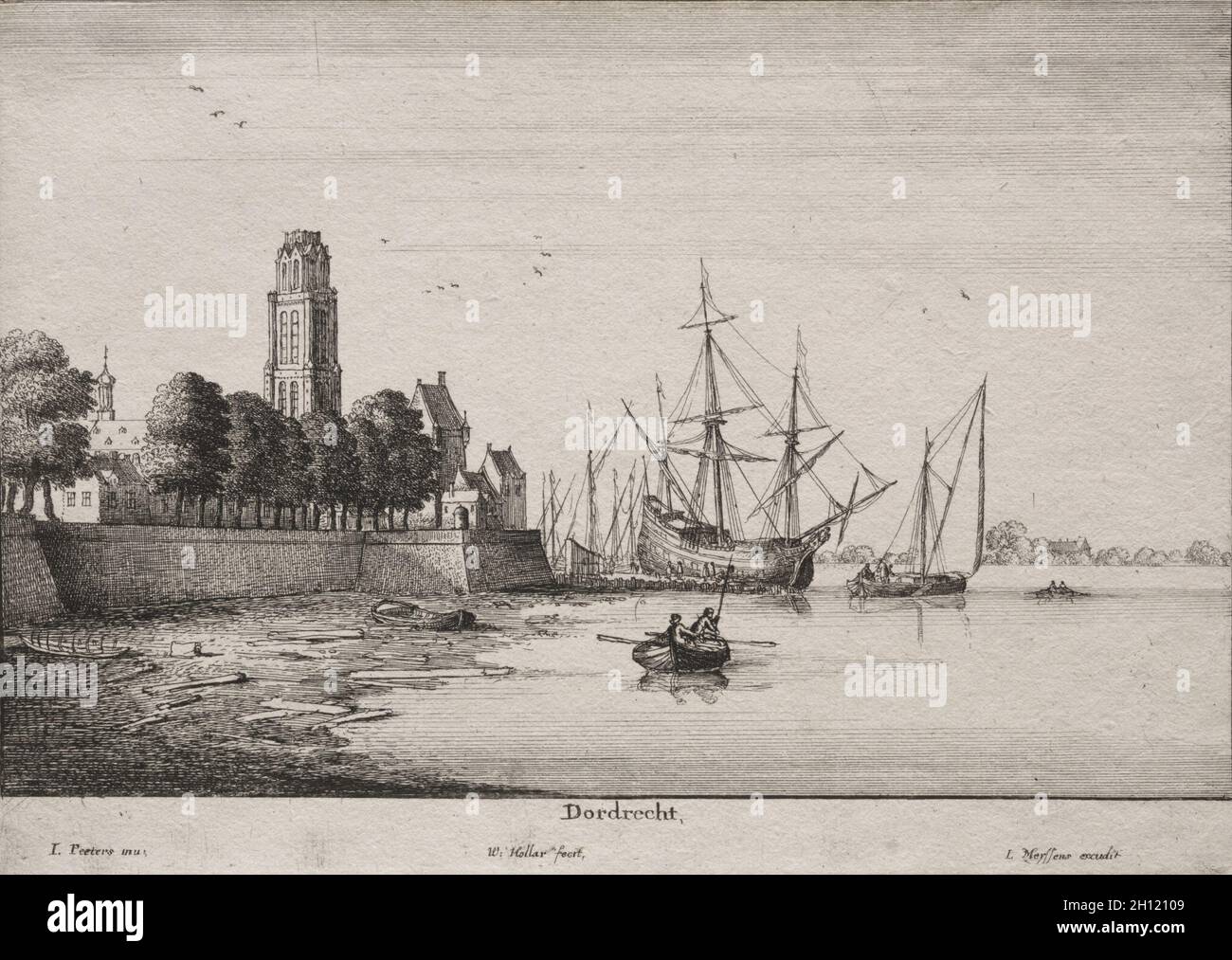 Dordrecht. Wenceslaus Hollar (Böhmisch, 1607-1677). Ätzen; Stockfoto