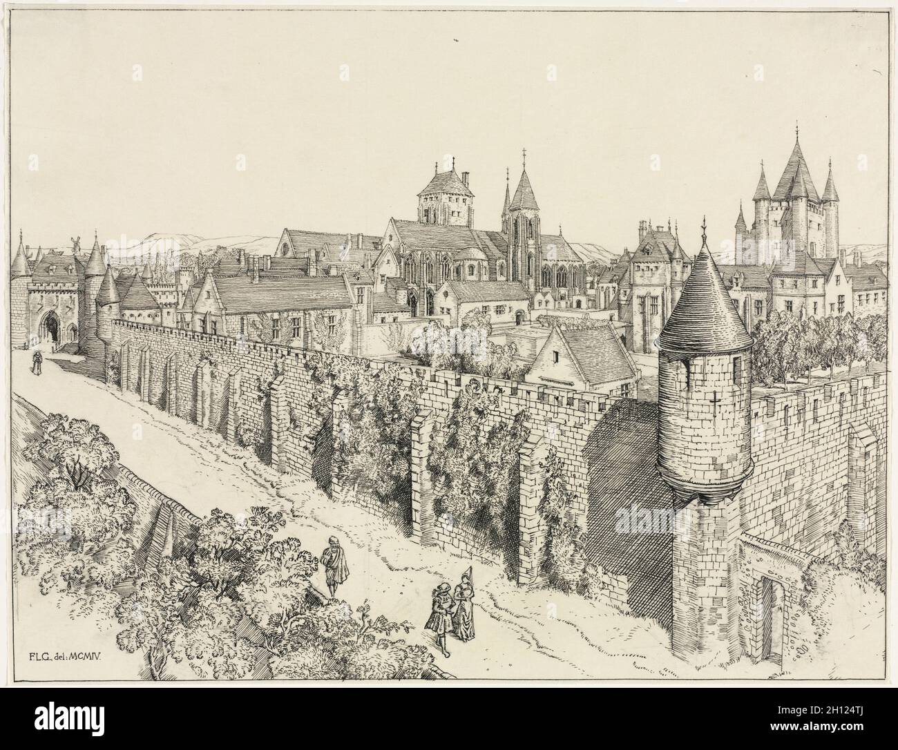 Der Tempel, Paris, 1904. Frederick Landseer Maur Griggs (Großbritannien, 1876-1938). Tinte und Graphit; Blatt: 22.3 x 29.1 cm (8 3/4 x 11 7/16 Zoll). Stockfoto