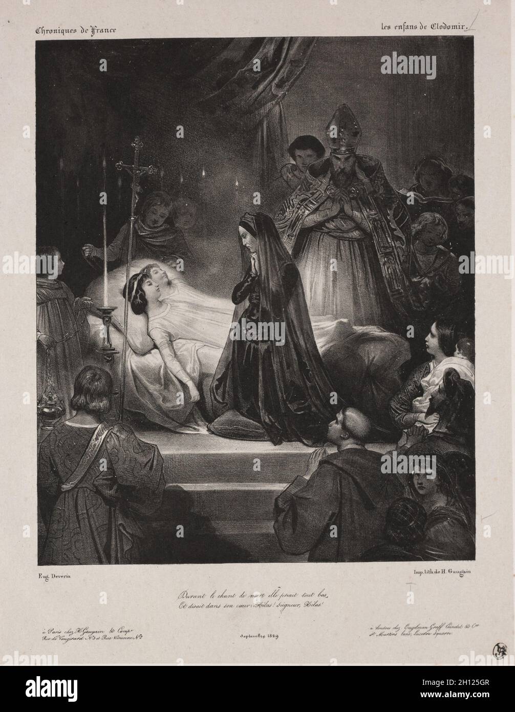 Chroniken von Frankreich: Die Kinder von Clodomir, 1829. Eugène François Marie Joseph Devéria (Französisch, 1805-1865). Lithographie; Stockfoto