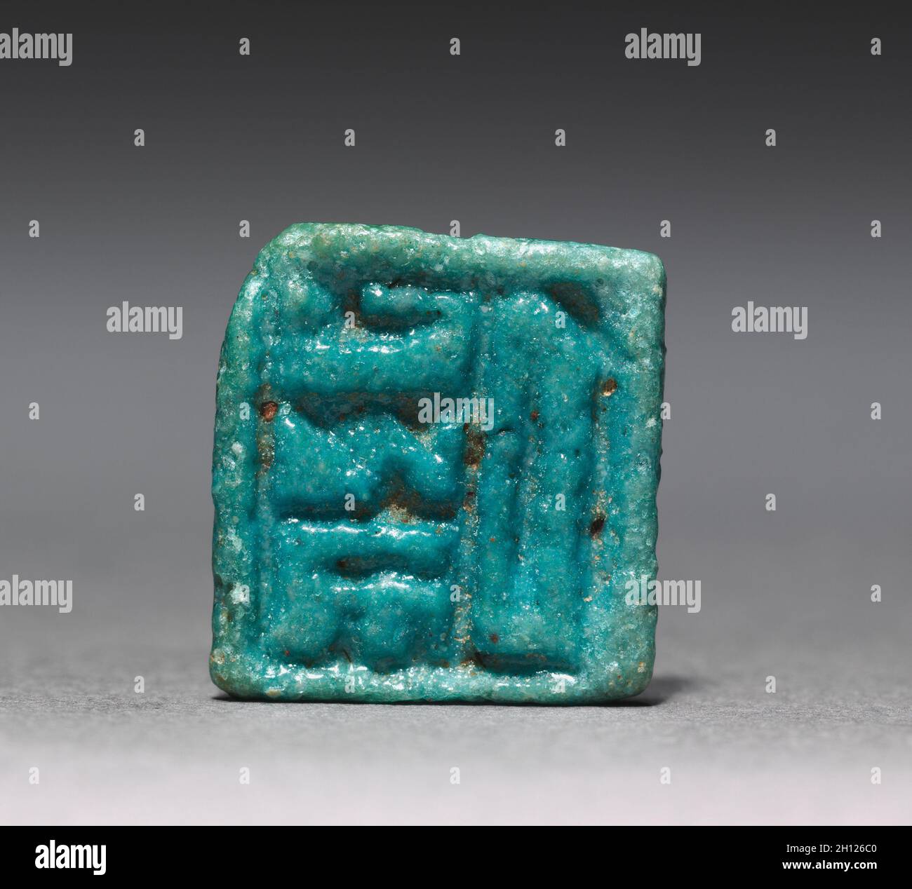 Stamp-Seal Amulett, 664-525 BC. Ägypten, Spätzeit, Dynastie 26 oder höher. Türkis-blauen Fayencen; gesamt: 1,7 x 1,8 cm (11/16 x 11/16 in.). Stockfoto