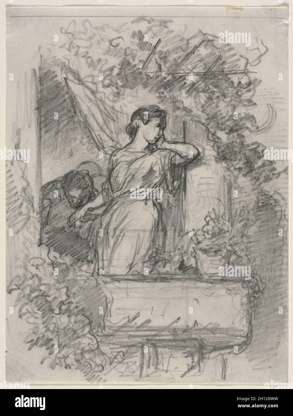 Auf dem Balkon. Célestin François Nanteuil (Französisch, 1813-1873). Bleistift; Stockfoto