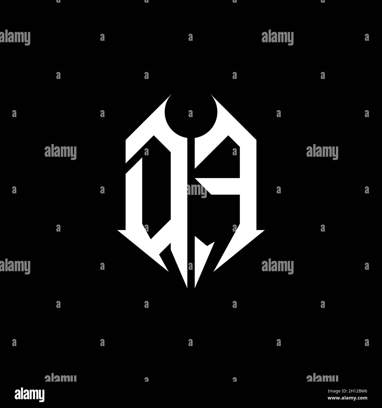 DF Monogram-Logo-Buchstabe mit Designvorlage in Metallform auf schwarzem Hintergrund, Schriftzug aus Metall, Metallbuchstabe für Musik- und Spielespiele. Stock Vektor